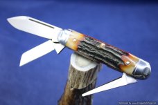 Tuna Valley Cutlery Amber Stag Cattleman Knife. #572