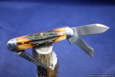 Tuna Valley Cutlery Amber Stag Cattleman Knife. #572
