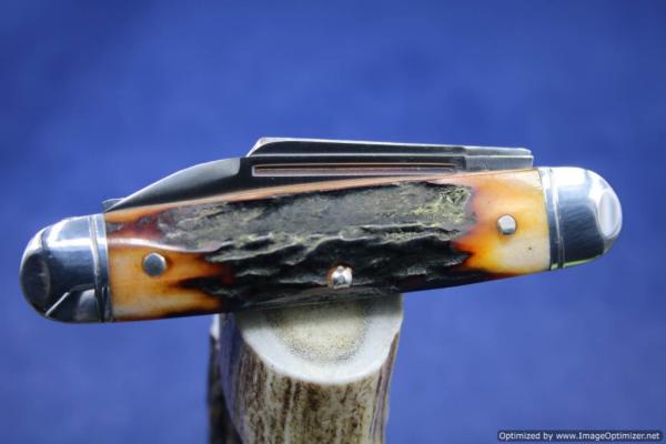 Tuna Valley Cutlery Amber Stag Cattleman Knife.  #573
