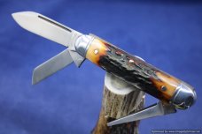 Tuna Valley Cutlery Amber Stag Cattleman Knife.  #573