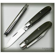 Todd Davison Custom Green Canvas Micarta Folder #1649