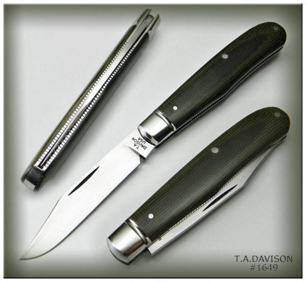Todd Davison Custom Green Canvas Micarta Folder #1649