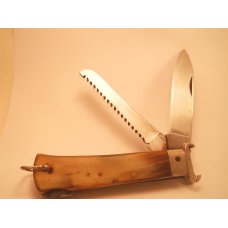 Maniago Shell Puller Sporting Knife Lockback Horn Handles Bone Saw Italy