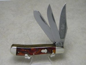 Bulldog Brand Solingen, Germany Prototype 7 Acorn Shield English Steel 3-Blade Trapper Knife