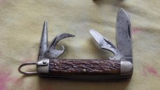 Ulster Knife Co. Utility/Scout knife 4 blades Pocket worn Brown Jigged Bone Handles