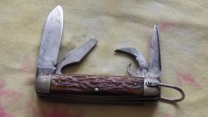 Ulster Knife Co. Utility/Scout knife 4 blades Pocket worn Brown Jigged Bone Handles