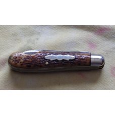 Easy Opener Jack Knife Clipper Knife Co. 1900-1920 Brown Jigged Bone Handles