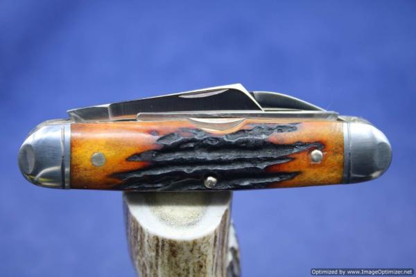 Tuna Valley Cutlery Amber Stag Cattleman Knife.  #574