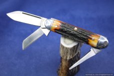 Tuna Valley Cutlery Amber Stag Cattleman Knife.  #574