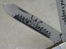 Bulldog Brand Germany "the Lord's supper" Genuine Mother of Pearl Giant Trapper Knife c.1998