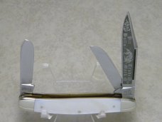 Bulldog Brand Germany Genuine Mother of Pearl quotPit Bulls Trade Markquot Etch Stockman Knife c2004