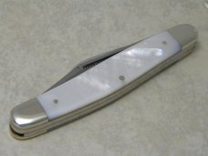Bulldog Brand Germany Genuine Mother of Pearl "Pit Bulls Trade Mark" Etch Stockman Knife c.2004