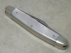 Bulldog Brand Germany Genuine Mother of Pearl "Pit Bulls Trade Mark" Etch Stockman Knife c.2004