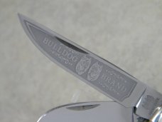 Bulldog Brand Germany Genuine Mother of Pearl "Double Dog Head" Etch Sowbelly Stockman Knife