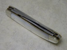 Bulldog Brand Germany Genuine Mother of Pearl "Double Dog Head" Etch Sowbelly Stockman Knife
