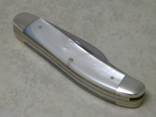 Bulldog Brand Germany Genuine Mother of Pearl "Double Dog Head" Etch Sowbelly Stockman Knife