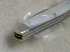 Bulldog Brand Germany Genuine Mother of Pearl "Double Dog Head" Etch Sowbelly Stockman Knife