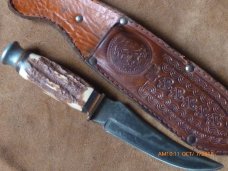 MONARCH 2151 Made in JAPAN FIXED BLADE KNIFE - 9" with leather sheath