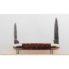 Krusius Brothers 2-Blade 2 3/4" Long Pen Knife Excellent Condition w/Brown Jigged Bone Covers (930)