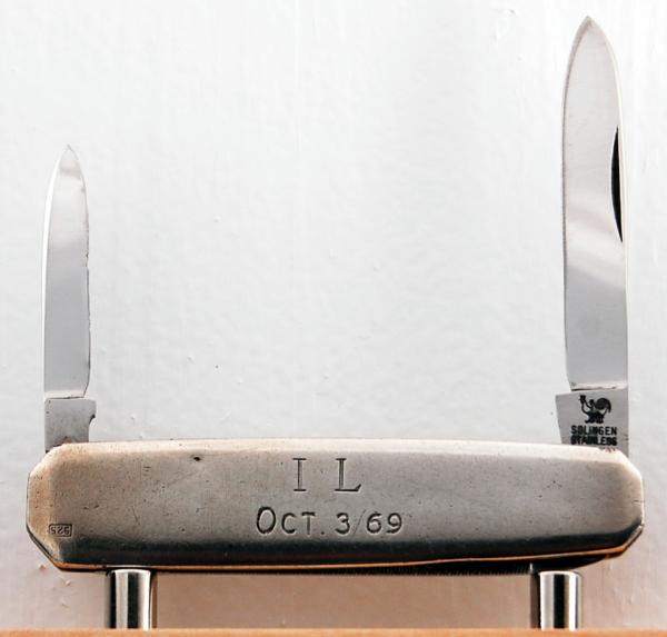 C. Bertram 3-Blade 3" Long Pen Knife In Excellent Condition With Sterling Silver Covers (936)
