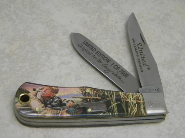 United Cutlery USA UC741 Wildlife Series Limited Edition "Art by Larry Duke" Trapper Knife c.1993 United Cutlery USA UC741 Wildlife Series Limited Edition "Art by Larry Duke" Trapper Knife c.1993