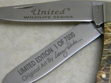 United Cutlery USA UC741 Wildlife Series Limited Edition "Art by Larry Duke" Trapper Knife c.1993