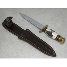 Linder Solingen Germany Genuine Stag 440 Stainless INOX Rostfrei Dagger Fixed Blade Sheath Knife