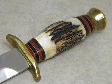 Linder Solingen Germany Genuine Stag 440 Stainless INOX Rostfrei Dagger Fixed Blade Sheath Knife
