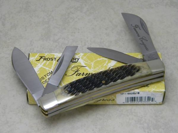 Frost Cutlery Japan Jigged Green Pick Bone 462GPB Farmer's Congress Knife in Box