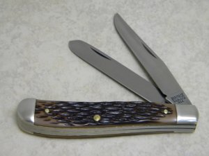 Heritage Schrade + USA Jigged Delrin H194 Slimline Trapper Farmers Jack Knife