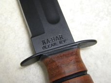 Ka-Bar Olean, NY Stacked Leather #1220 US ARMY Fixed Blade Fighting Knife & Sheath in Box c.2001