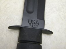Ka-Bar Olean, NY #1211 USA Black Kraton Fixed Blade Fighting Knife & Kydex Sheath in Box c.2001