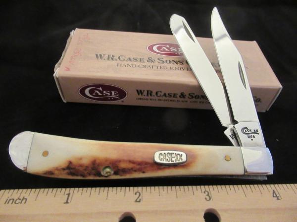 Case XX 1999 Vintage Stag Slim Line Trapper Pattern # V52048 SS Case XX 1999 Vintage Stag Slim Line Trapper Pattern # V52048 SS