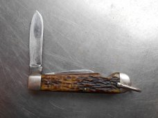 Easy Opener Jack Knife Camillus Bone handles  4 Line Tang Stamp