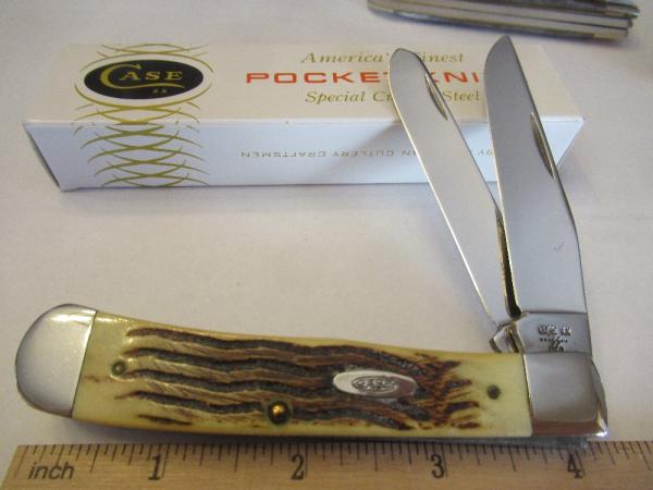 Case XX 1985 2nd Cut Stag Old Grind Trapper Pattern # 5254 SS Case XX 1985 2nd Cut Stag Old Grind Trapper Pattern # 5254 SS