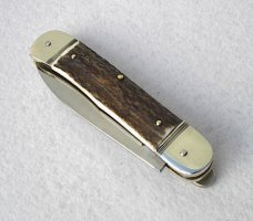 HUBERTUS SOLINGEN GERMANY 11CM GENUINE STAG AUTO LEVER LOCK KNIFE