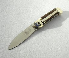 HUBERTUS SOLINGEN GERMANY 11CM GENUINE STAG AUTO LEVER LOCK KNIFE