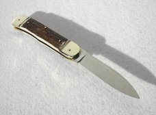 HUBERTUS SOLINGEN GERMANY 11CM GENUINE STAG AUTO LEVER LOCK KNIFE