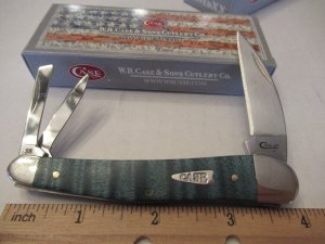 Case XX 2019 Smooth Turquoise Curly Maple Seahorse Whittler Pattern # 7355WH SS