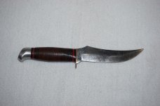 SCHRADE WALDEN NY USA 148  Fixed Blade Knife w/Stacked Leather Handle & Leather Sheath