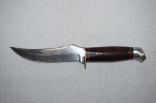 SCHRADE WALDEN NY USA 148  Fixed Blade Knife w/Stacked Leather Handle & Leather Sheath