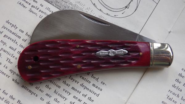 Rough Rider RR305 1 Blade Hawk Bill Red Jigged Bone Handles Rough Rider RR305 1 Blade Hawk Bill Red Jigged Bone Handles