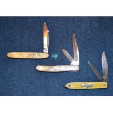 Lot of 3 Colonial Pocket Knives - salesman's sample, serpentine & jack with bail