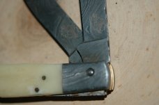 Ranch Brand Damascus Two Blade Folding Knife with Nice Sheath