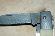 Ranch Brand Damascus Two Blade Folding Knife with Nice Sheath