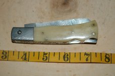 Ranch Brand Damascus Two Blade Folding Knife with Nice Sheath