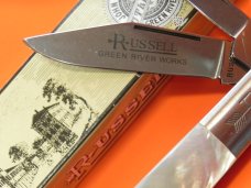 Russell (Green River Works) Barlow Pocket Knife w/ Great Mother of Pearl Handles & Blade Etch - NOS