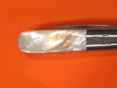 Russell (Green River Works) Barlow Pocket Knife w/ Great Mother of Pearl Handles & Blade Etch - NOS