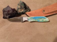 High Carbon Steel File knife-6 14quot with Custom Handle of Turquoise Dyed Bone