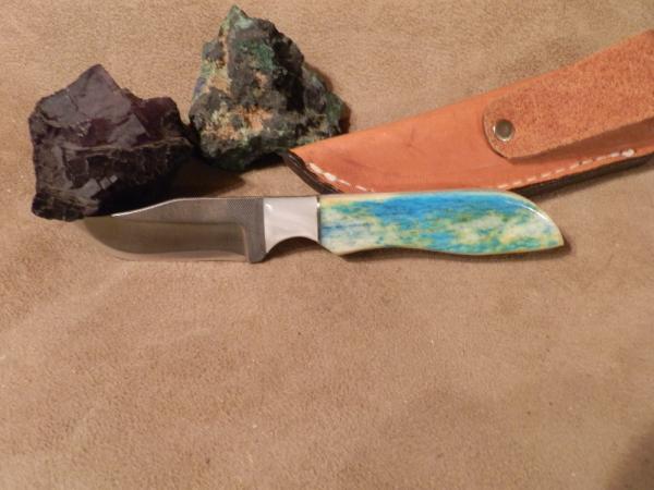 High Carbon Steel File knife-6 1/4" with Custom Handle of Turquoise Dyed Bone High Carbon Steel File knife-6 1/4" with Custom Handle of Turquoise Dyed Bone